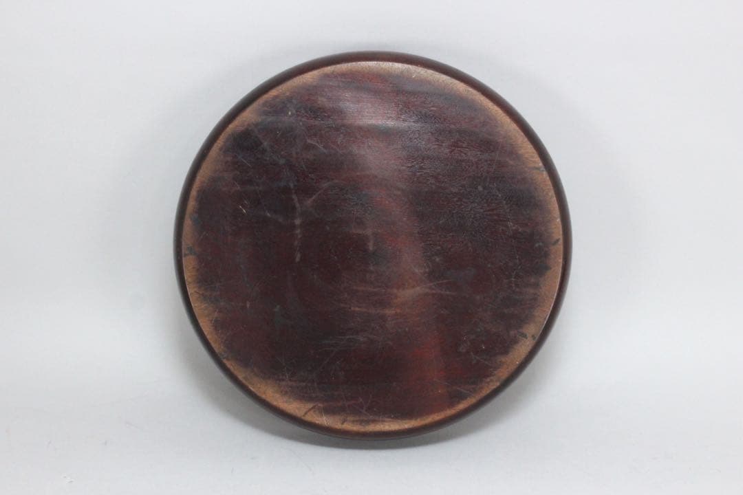 No5588時代　唐木刳貫丸盆　直径28.5cm 煎茶道具　紫檀　黒檀　送料無料