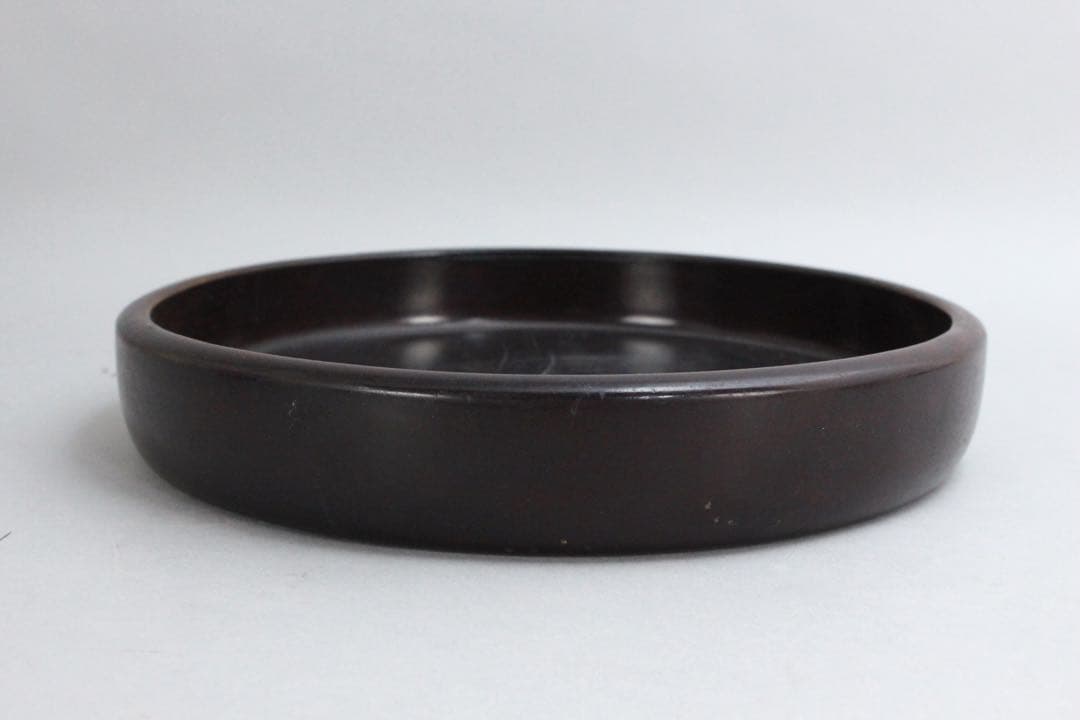 No5588時代　唐木刳貫丸盆　直径28.5cm 煎茶道具　紫檀　黒檀　送料無料