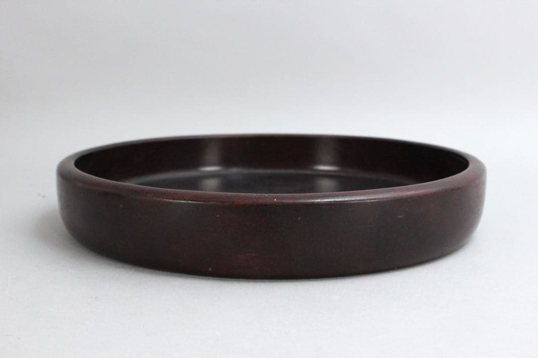 No5588時代　唐木刳貫丸盆　直径28.5cm 煎茶道具　紫檀　黒檀　送料無料