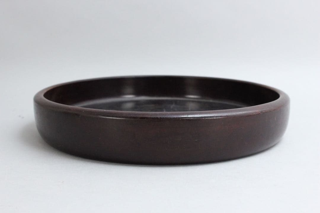 No5588時代　唐木刳貫丸盆　直径28.5cm 煎茶道具　紫檀　黒檀　送料無料