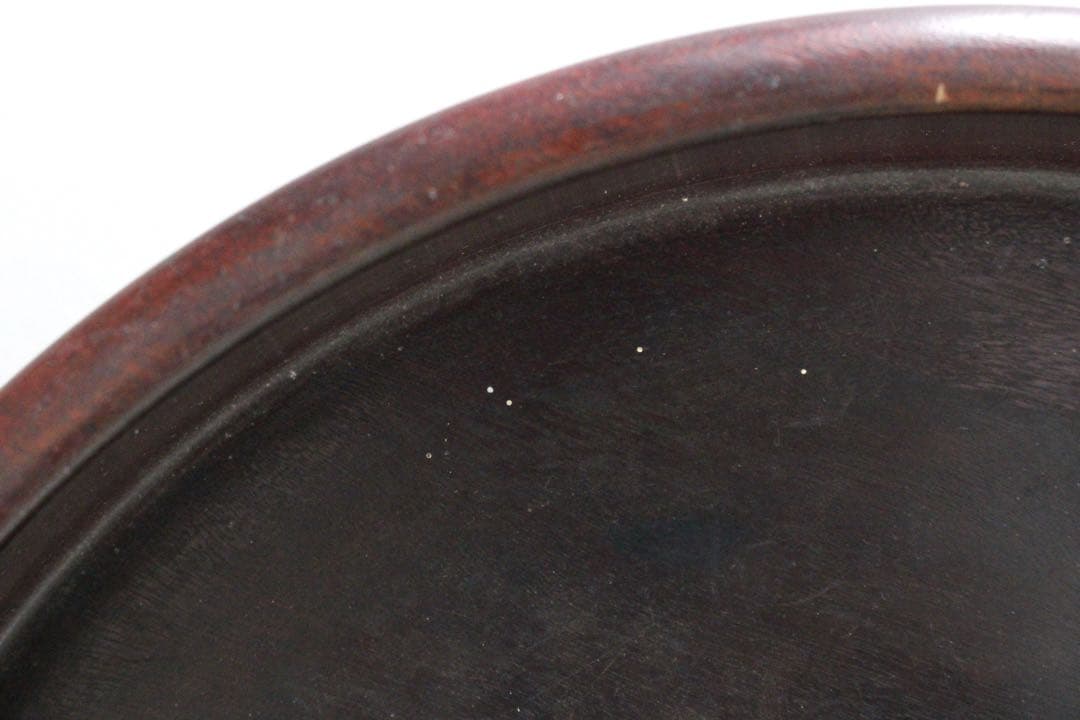 No5588時代　唐木刳貫丸盆　直径28.5cm 煎茶道具　紫檀　黒檀　送料無料