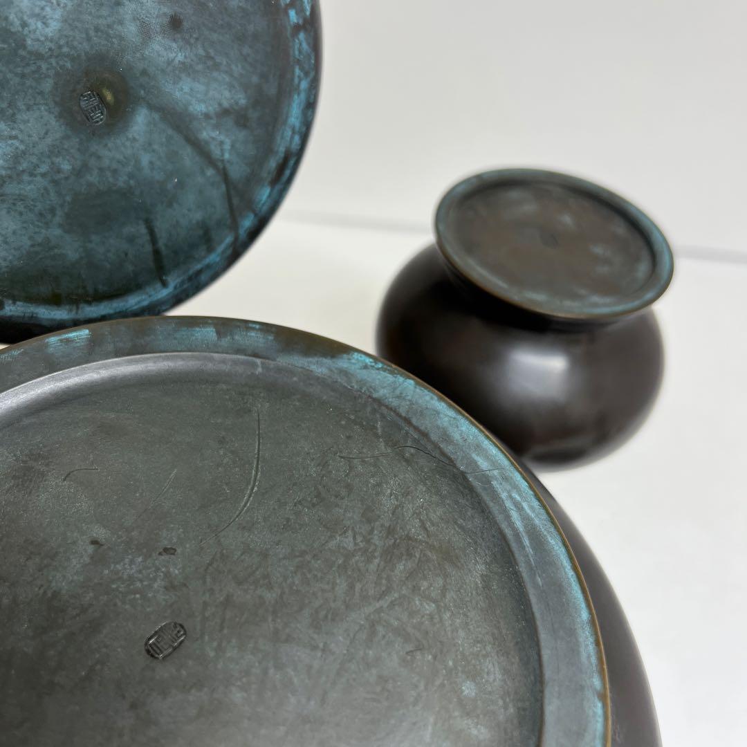 一ノ瀬宗辰　唐銅　台子皆具　共箱　3050g タルオオ　東さ8-0404③