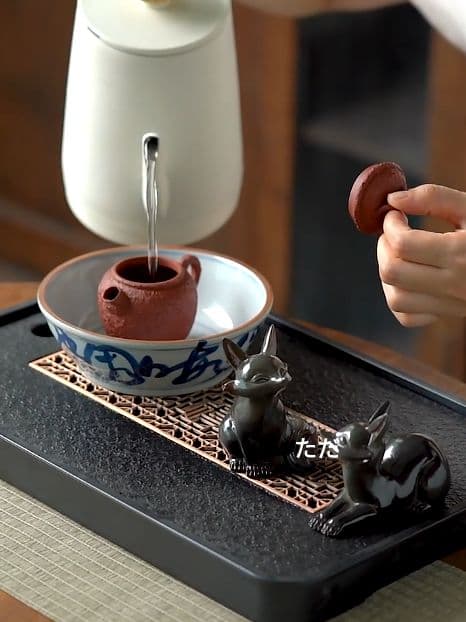 小狐変色茶寵 禅意 茶道具 装飾品 工芸品 置物