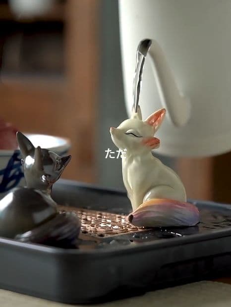 小狐変色茶寵 禅意 茶道具 装飾品 工芸品 置物