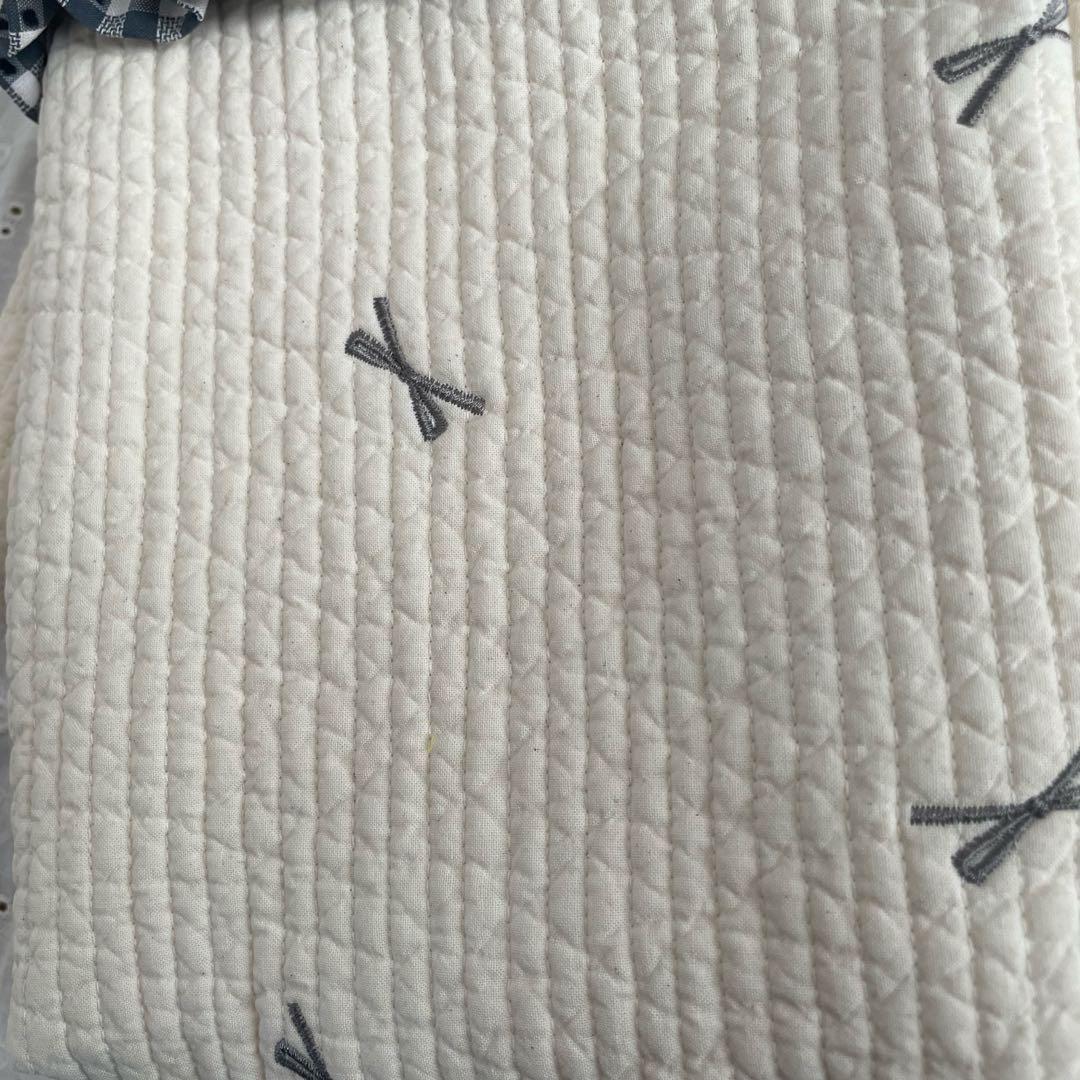 ヌビ入園入学セット　3点セット　りぼん刺繍　生成り　オフホワイト　レッスンバッグ