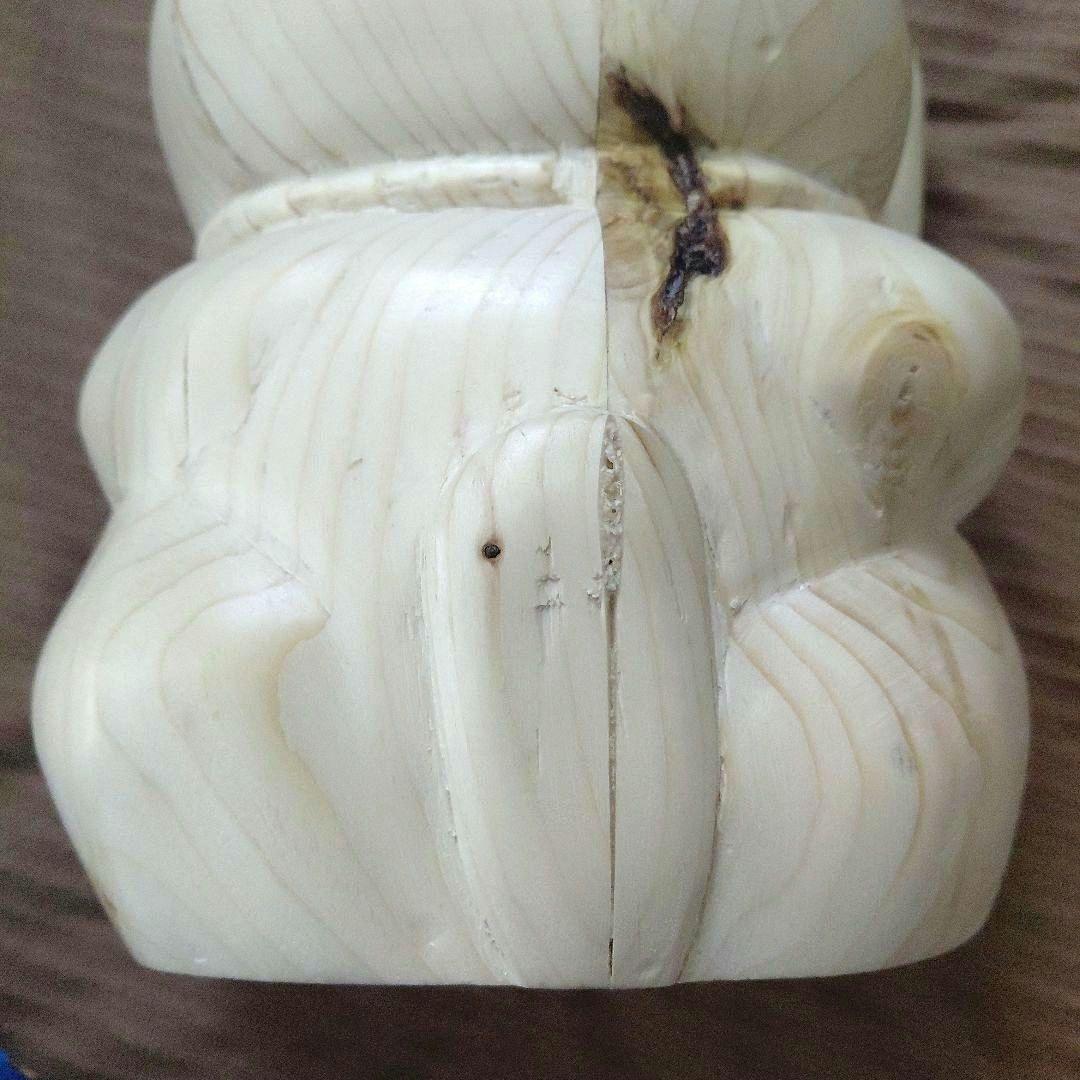 招き猫　木彫り　ハンドメイド