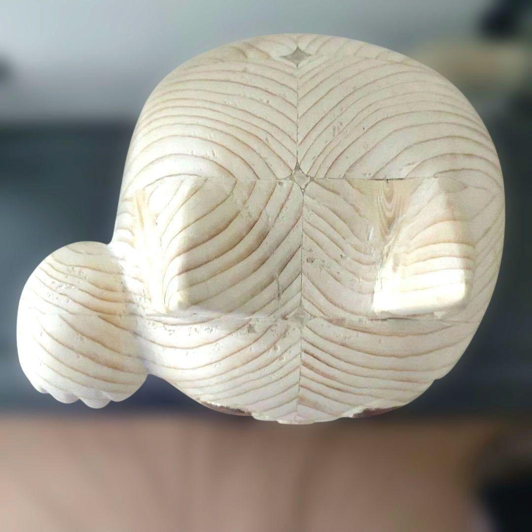 招き猫　木彫り　ハンドメイド