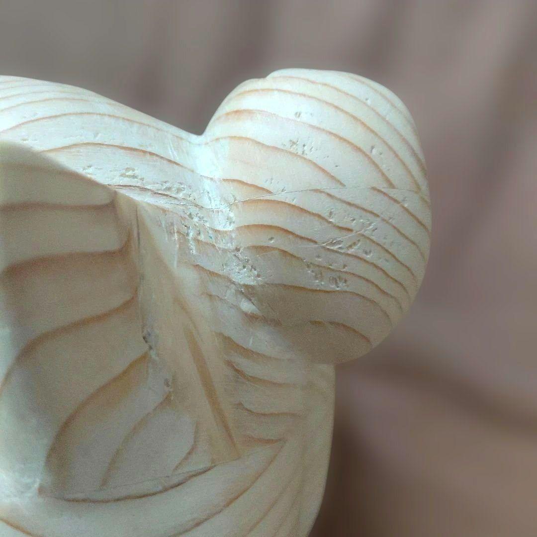 招き猫　木彫り　ハンドメイド