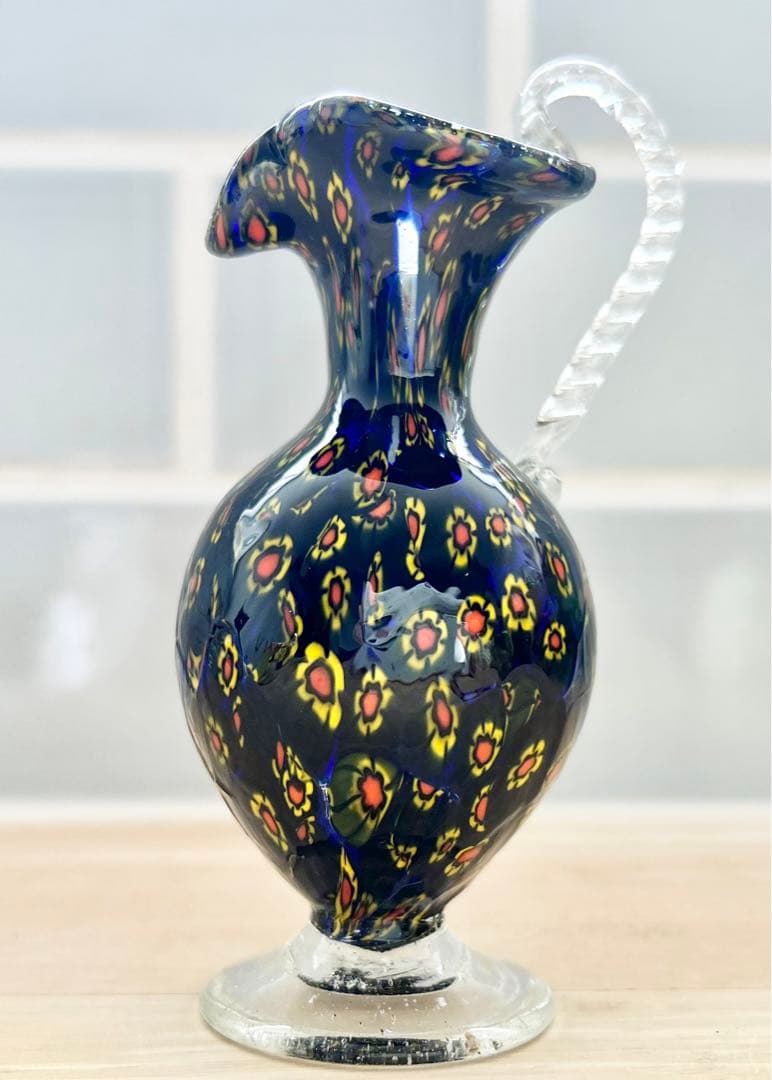 ベネチア ガラス ミルフィオリ MURANO ムラーノ ヴェネチアン ムラノ 紺
