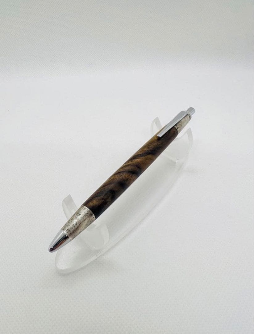 【限定】　野原工芸　特上黒柿　斑紋純銀色金具　シャープペンシル