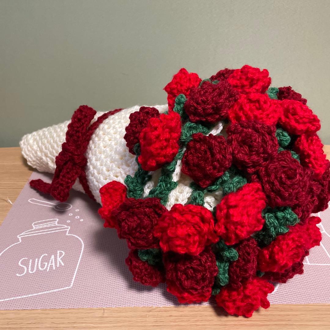 大判ブーケブランケット 花束ブランケット ニットフラワー ブーケ　ハンドメイド