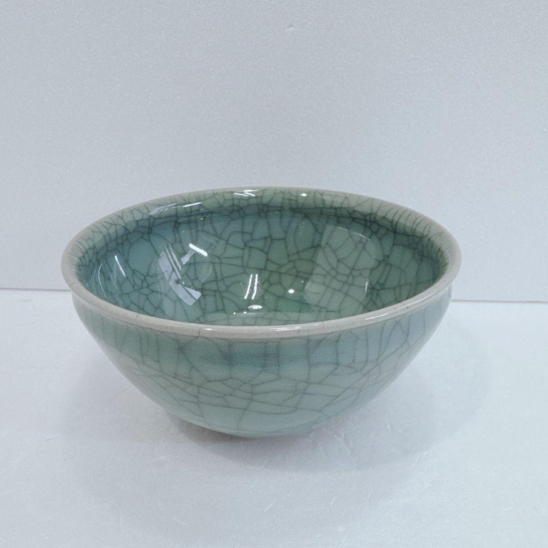 七官青瓷 茶碗 富田幸治郎 京都 共箱 長期保管品