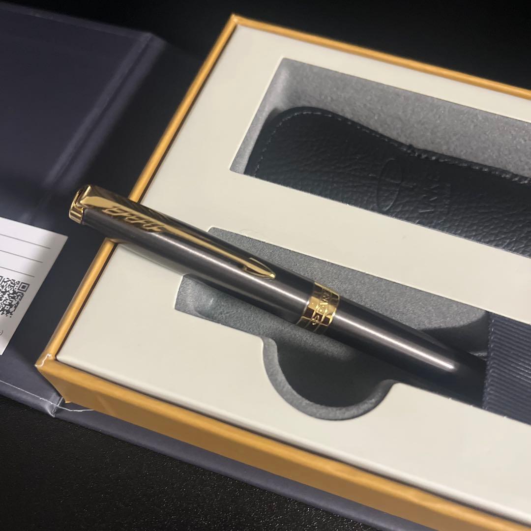 Parker ボールペン ソネット グレイGT レザーケース・ギフトボックス付