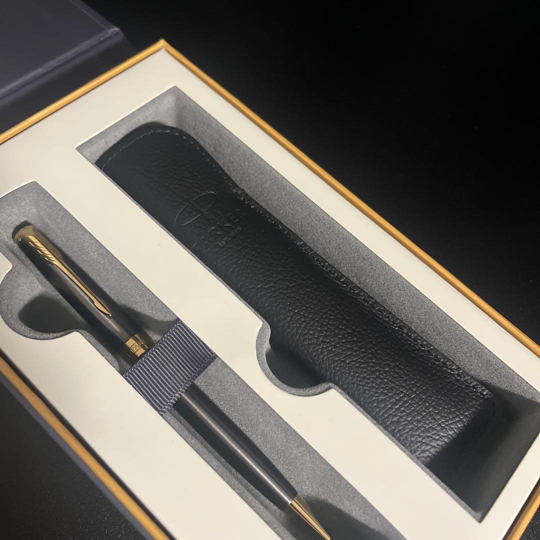 Parker ボールペン ソネット グレイGT レザーケース・ギフトボックス付