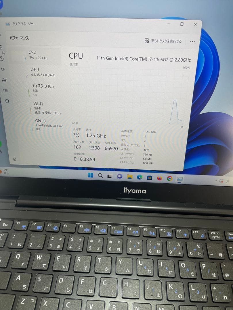 iiyama パソコン core i7-11世代/512GB/16GB