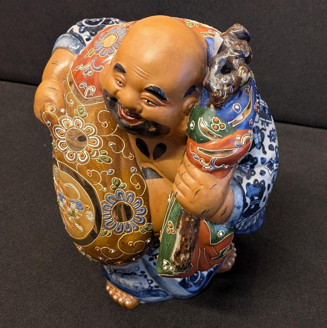 九谷焼 人物置物 色絵 大型 約30cm 七福神風 陶器 置物 飾り 縁起物