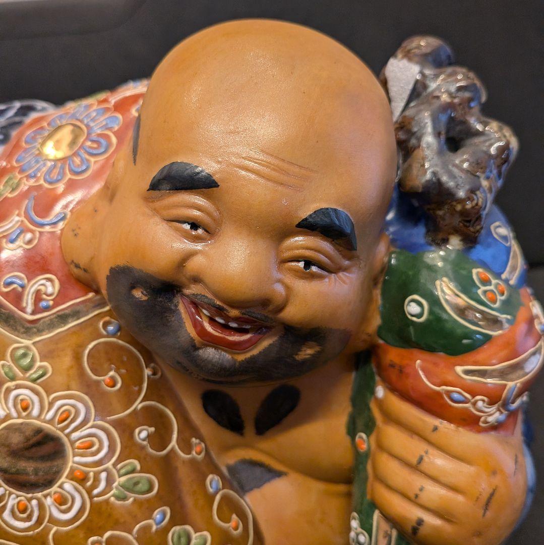 九谷焼 人物置物 色絵 大型 約30cm 七福神風 陶器 置物 飾り 縁起物