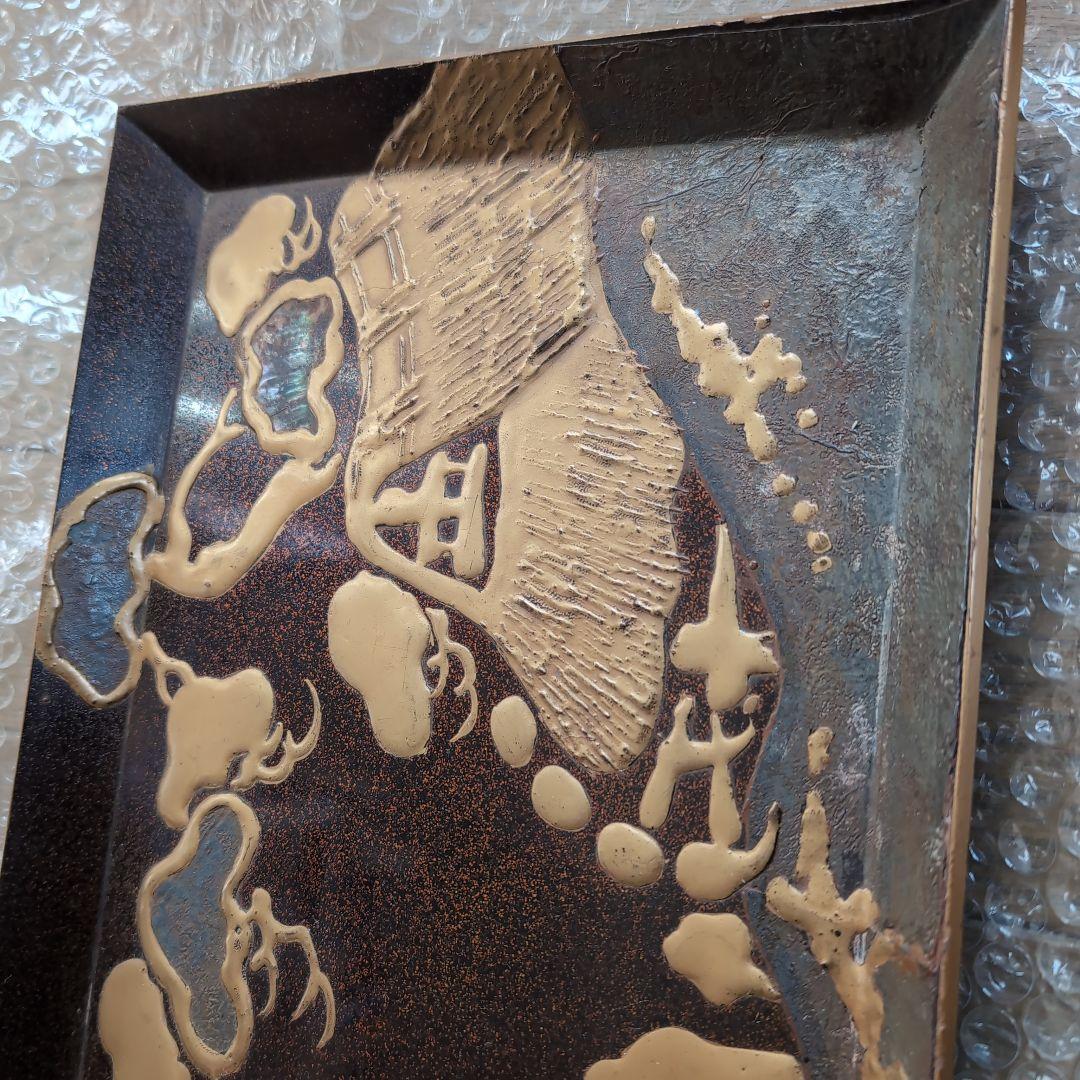 時代物　光琳蒔絵長方盆　 金色装飾 長方形