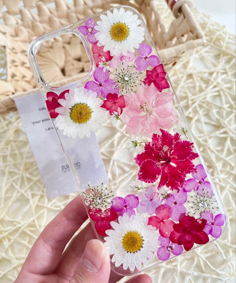 ハンドメイド押し花スマホケース　ほぼ全機種対応　iPhone,Android