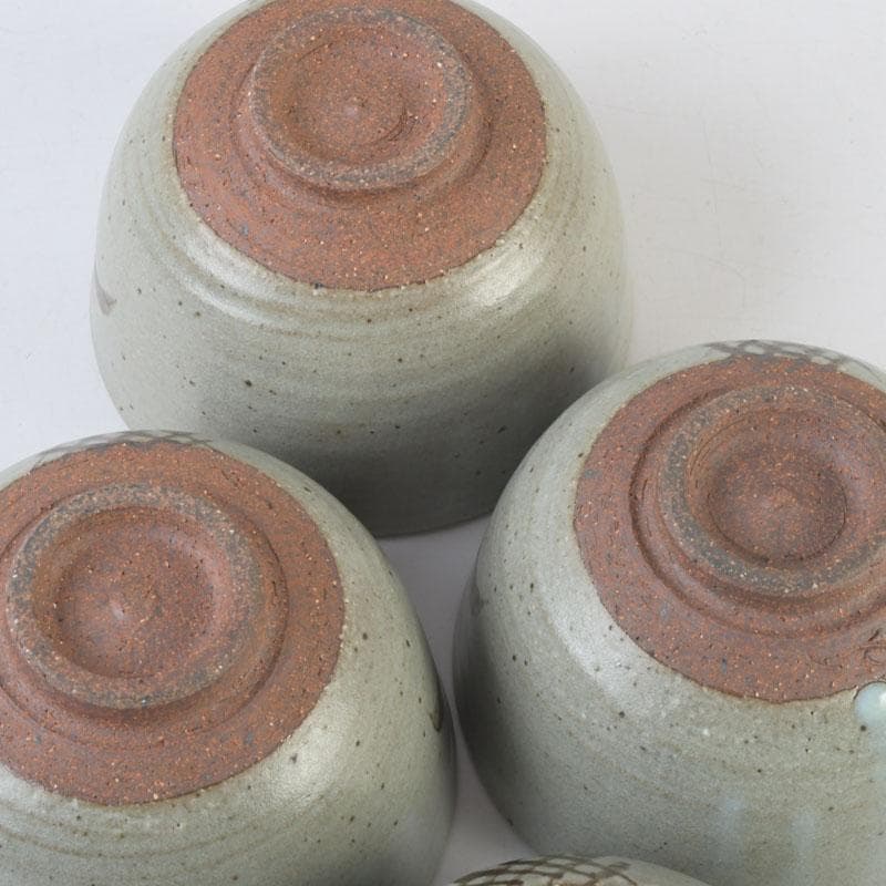 茶道具　唐津焼　絵唐津　花草文　数茶碗　四客　在銘　C　A57