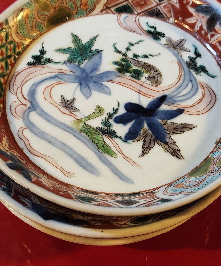 幕末、明治初期時代の、上品な色絵小皿五点です。