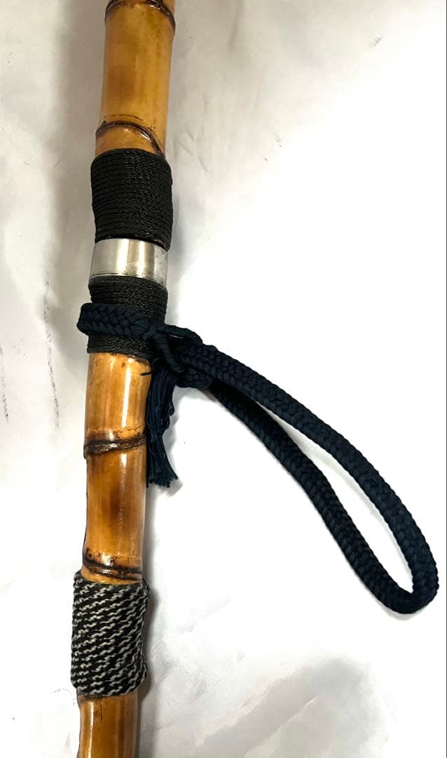 竹製杖 (仕込み式杖金属先端付き)