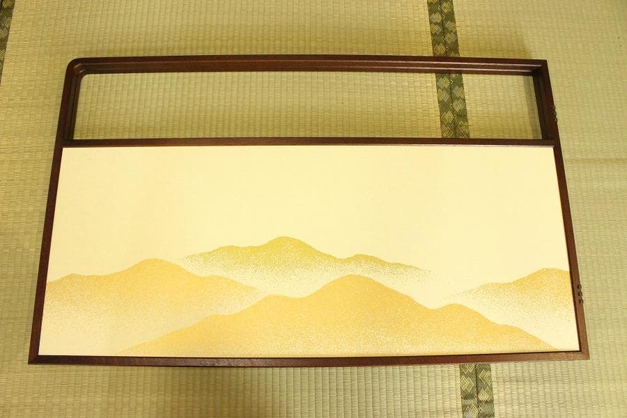 茶道具 風炉先屏風 遠山 唐松 間仕切り 衝立 美品(A476)