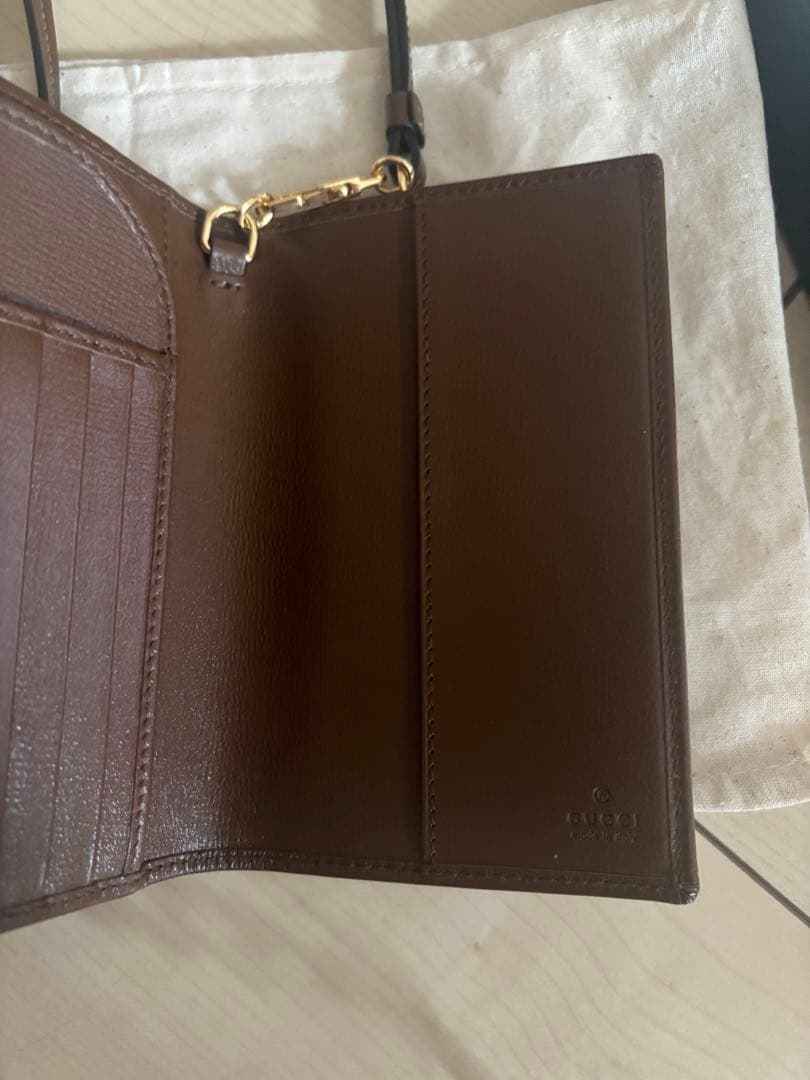 GUCCIパスポートケースGGスプリームキャンバス レザーゴールド金具 箱付
