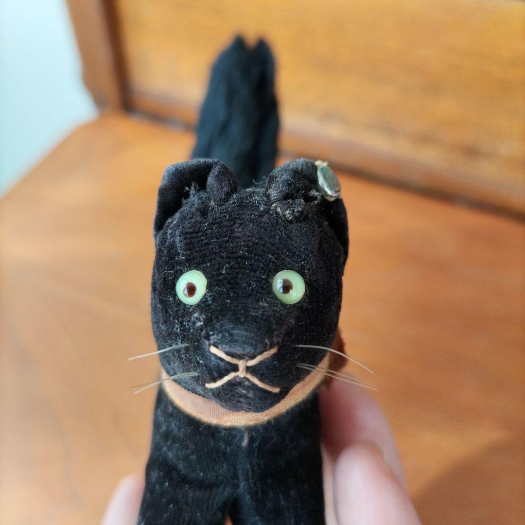 ビンテージ　シュタイフ　トム　キャット　黒猫　別珍製　高さ１０cm　③
