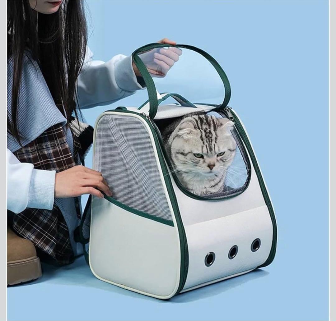 バックパック型猫キャリーバッグ ホワイト/イエロー