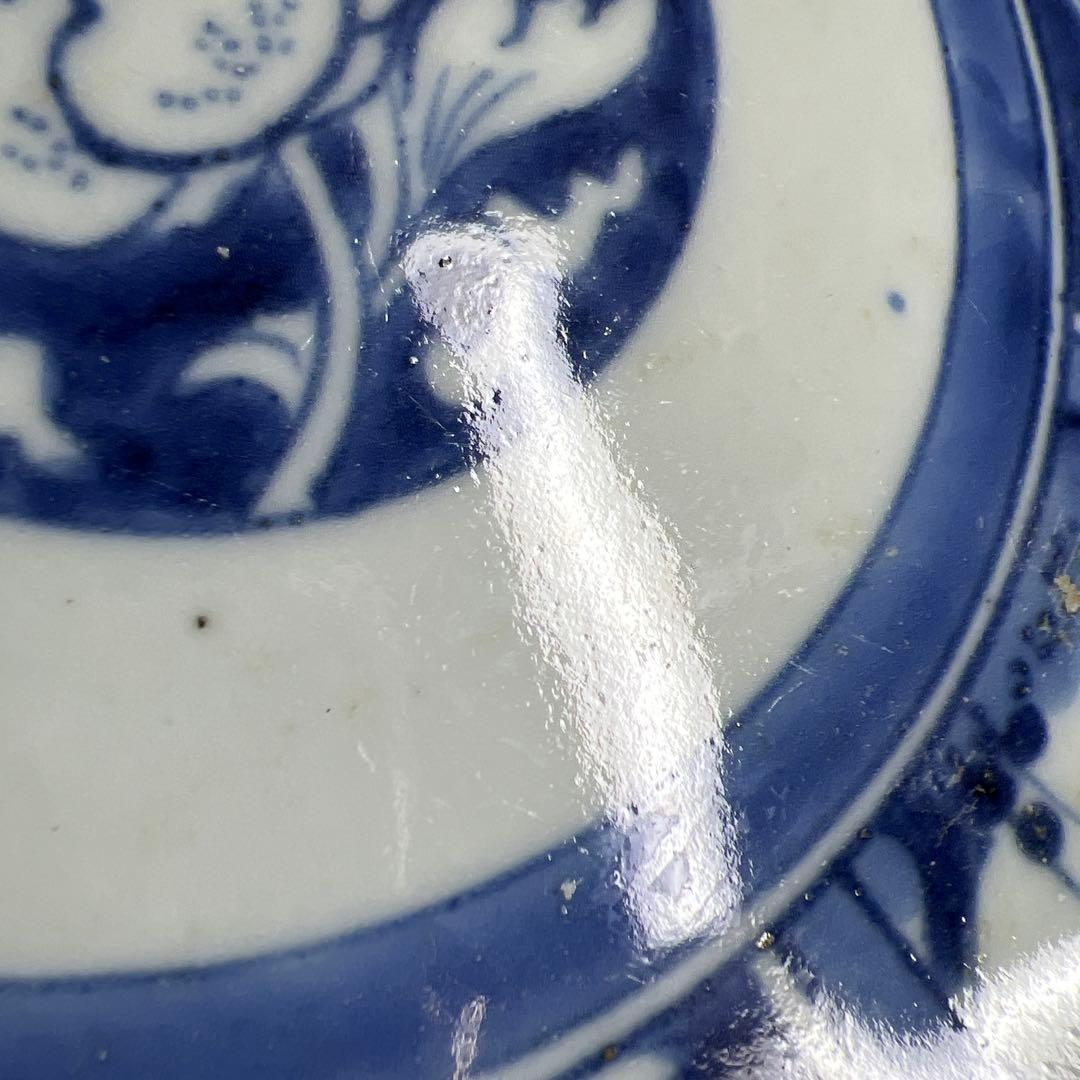 古伊万里　染付輪花皿5枚　幅約17.5㎝　東Y8-0323②