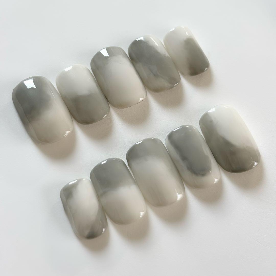 ［06］ネイルチップ ニュアンスネイル もやもや 透明感 シンプル オーダー