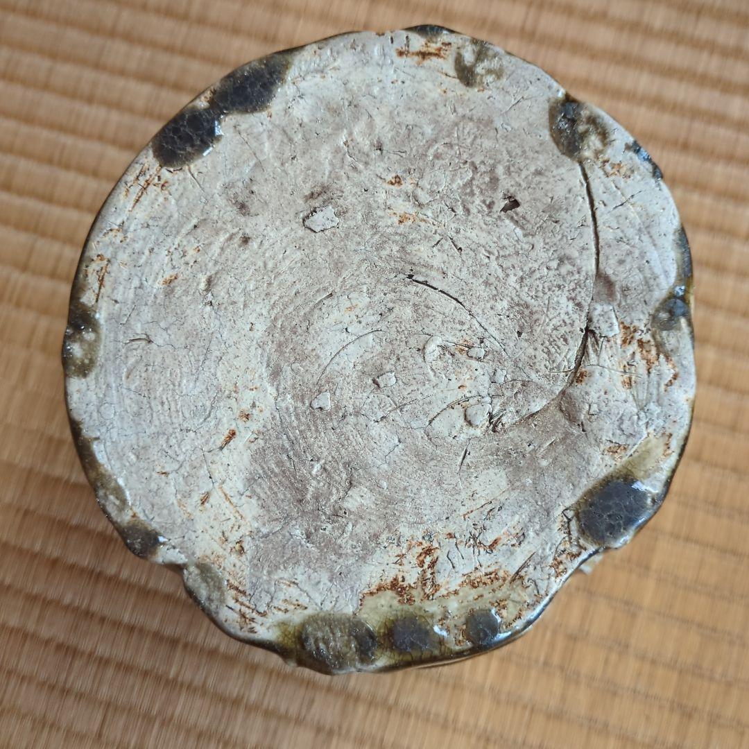 蓋付き陶器壺 木箱付き　伊賀竹節水指　骨董品