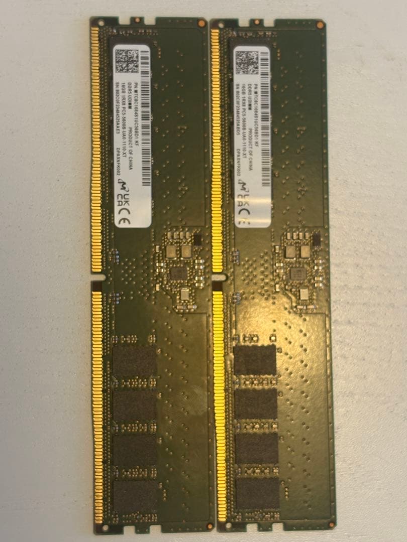 DDR5 16GB×2枚 32GBセット PC5-5600B 1Rx8 メモリ
