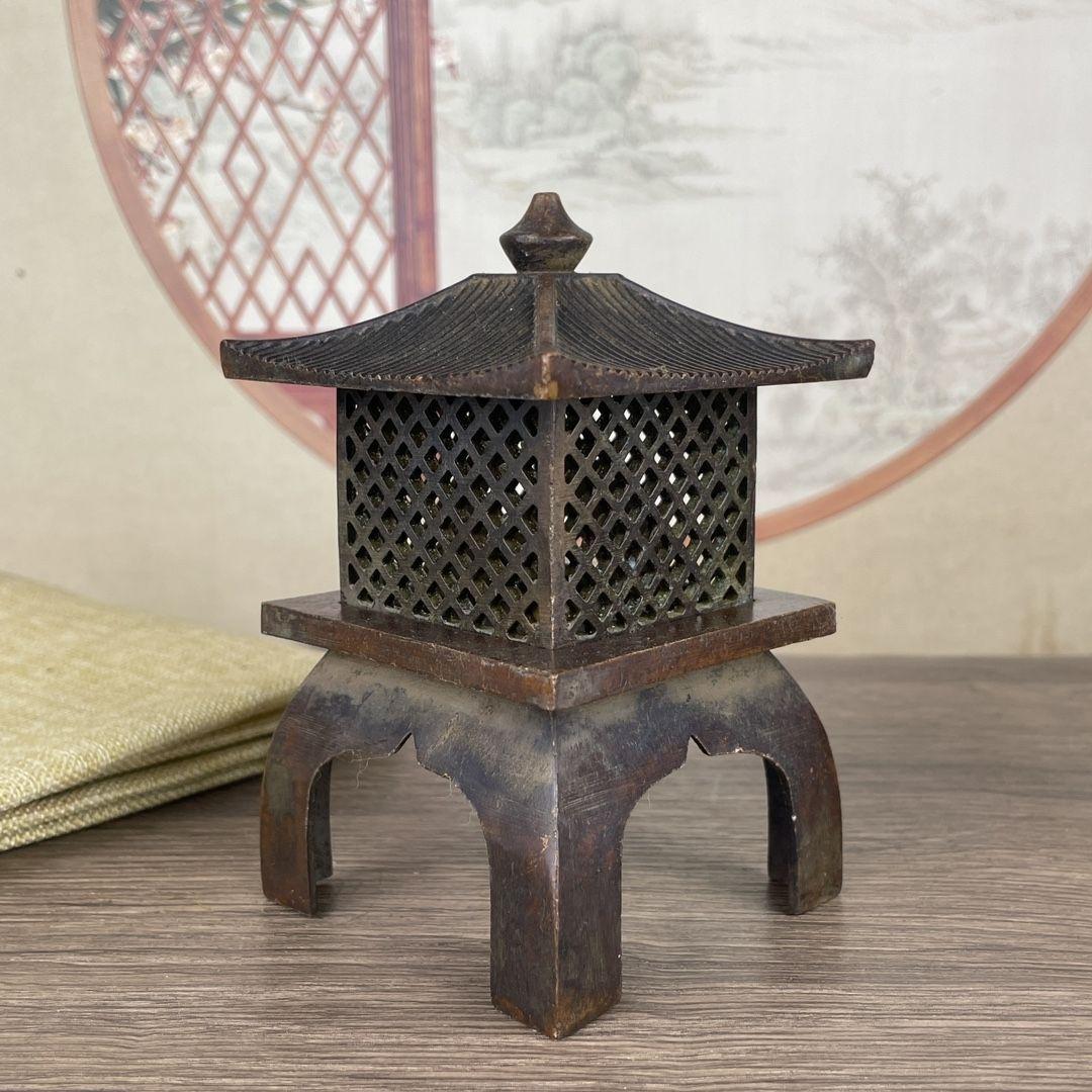 銅製 唐灯 家用供灯 茶台 置物 文房器 茶道具 香道具 装飾品 工芸品