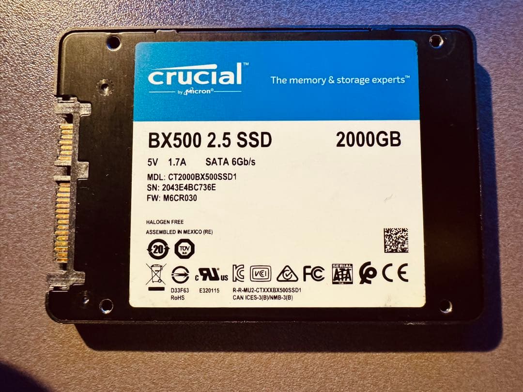 内蔵型SSD crucial BX500 2.5 SSD 2000GB