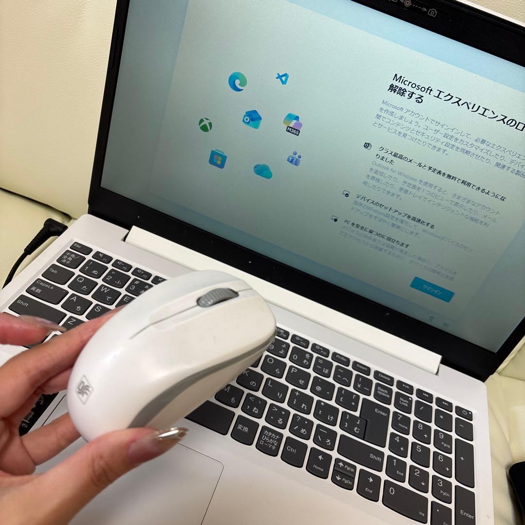 専用Lenovo ノートPCパソコン 白 マウス付き ホワイト レノボ