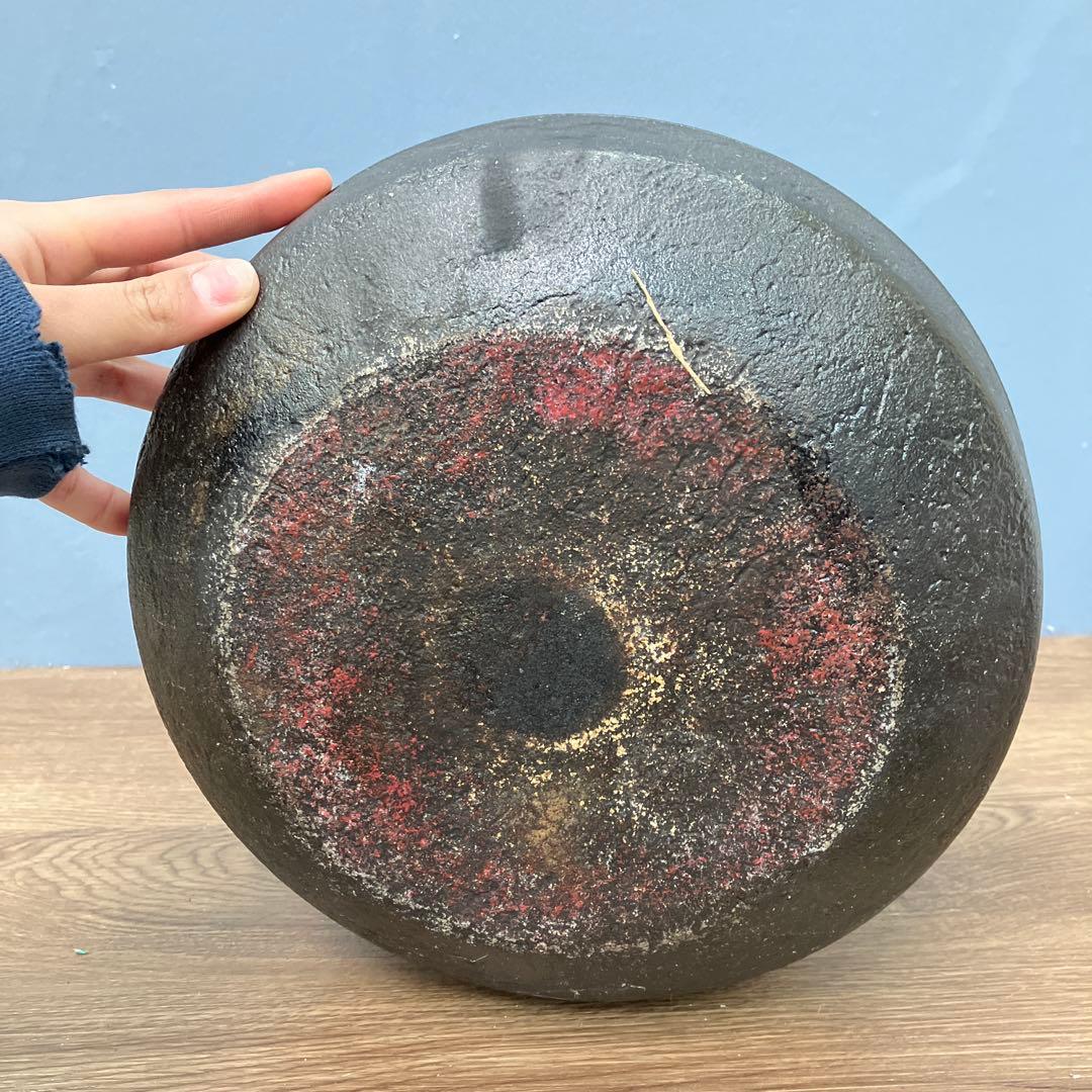 A-壁 南部鉄器 茶釜 丸釜 筋目紋 鉄瓶 鋳物 茶道具 レトロ インテリア