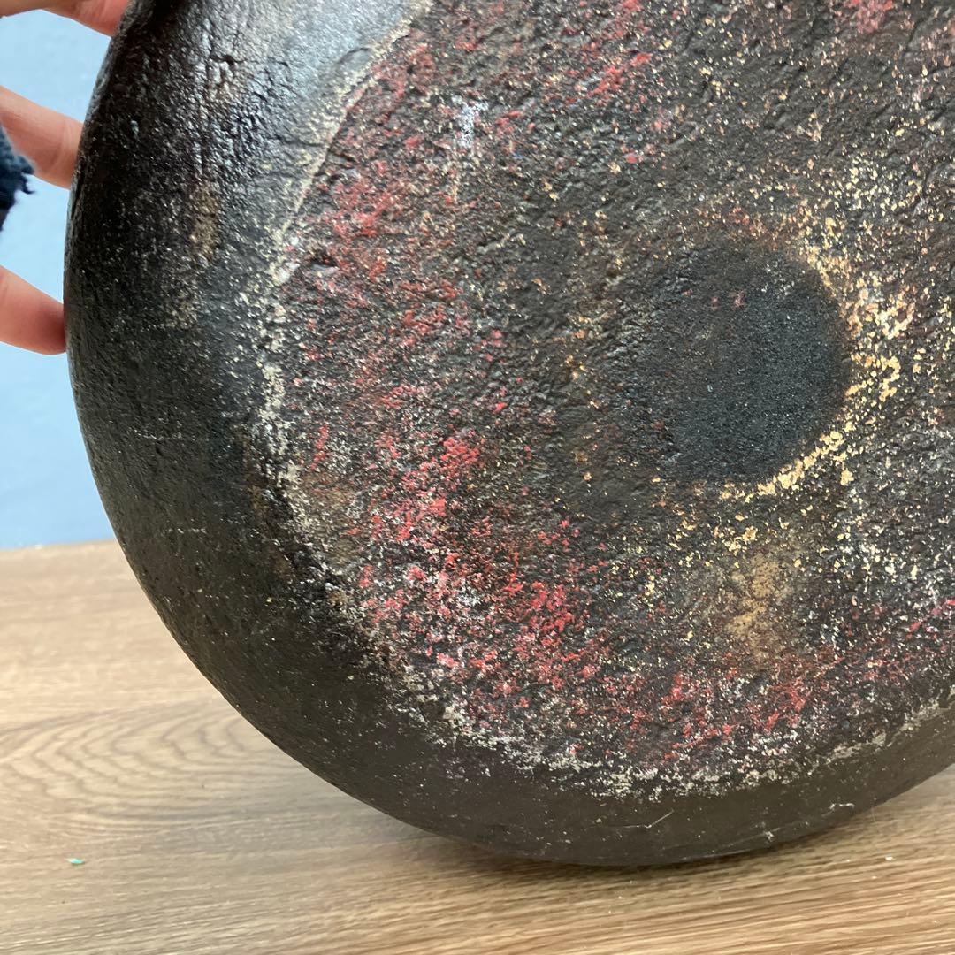A-壁 南部鉄器 茶釜 丸釜 筋目紋 鉄瓶 鋳物 茶道具 レトロ インテリア