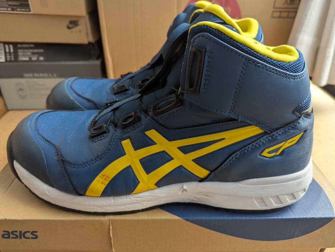 ASICS BOA ハイカット安全靴 ネイビー/イエロー