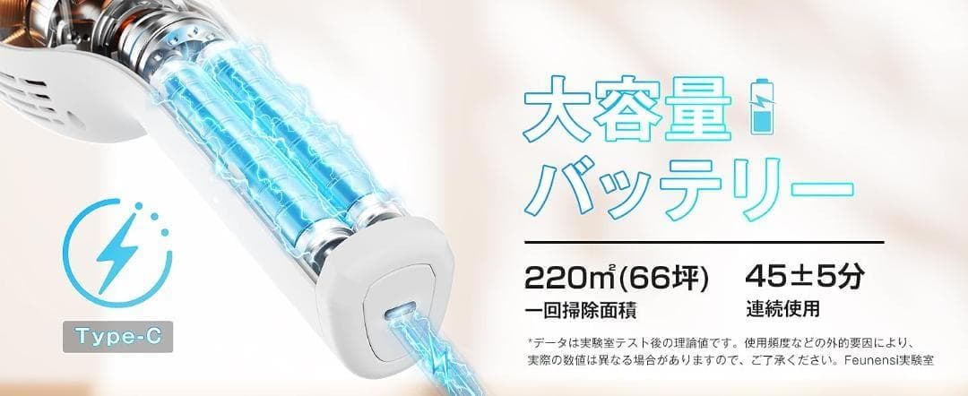 掃除機 コードレス スティッククリーナー 55KPa強力吸引 自立式 軽量