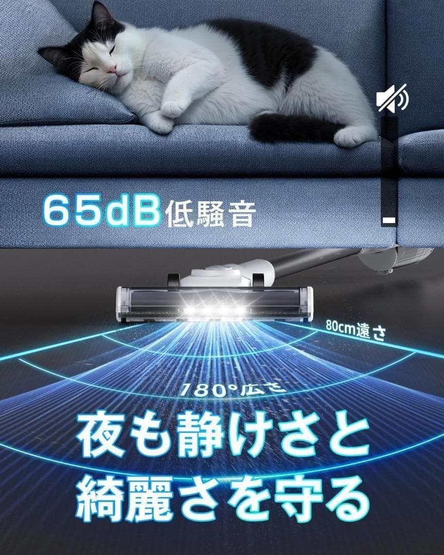 掃除機 コードレス スティッククリーナー 55KPa強力吸引 自立式 軽量
