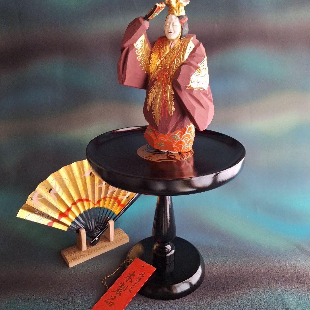 奈良一刀彫木嶋良宗作、一刀彫雅楽、金箔