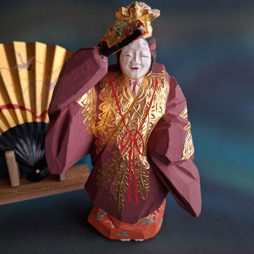 奈良一刀彫木嶋良宗作、一刀彫雅楽、金箔