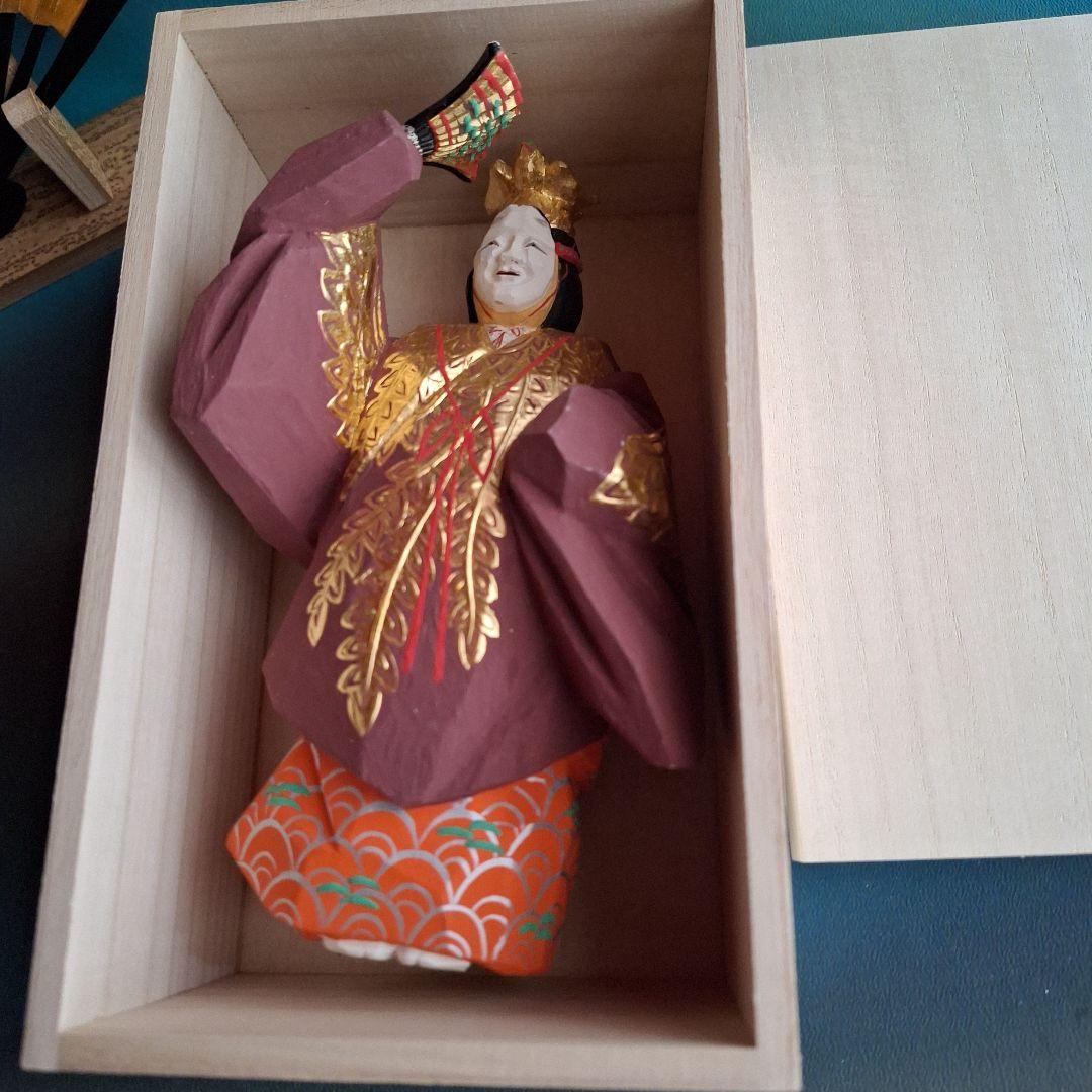 奈良一刀彫木嶋良宗作、一刀彫雅楽、金箔