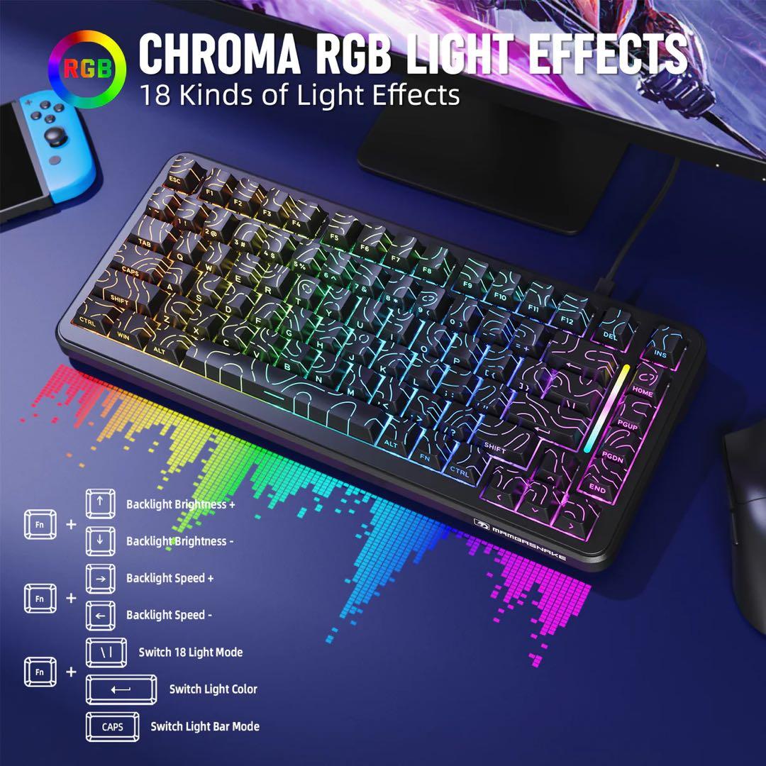 M82HE 磁気スイッチ75% ラピッドトリガー ゲーミングキーボード ブラック