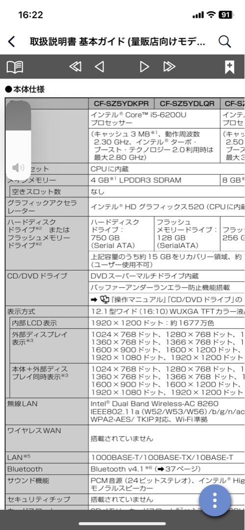 Windowsノート本体 Panasonic Let's note CF-SZ5 i5-6200U