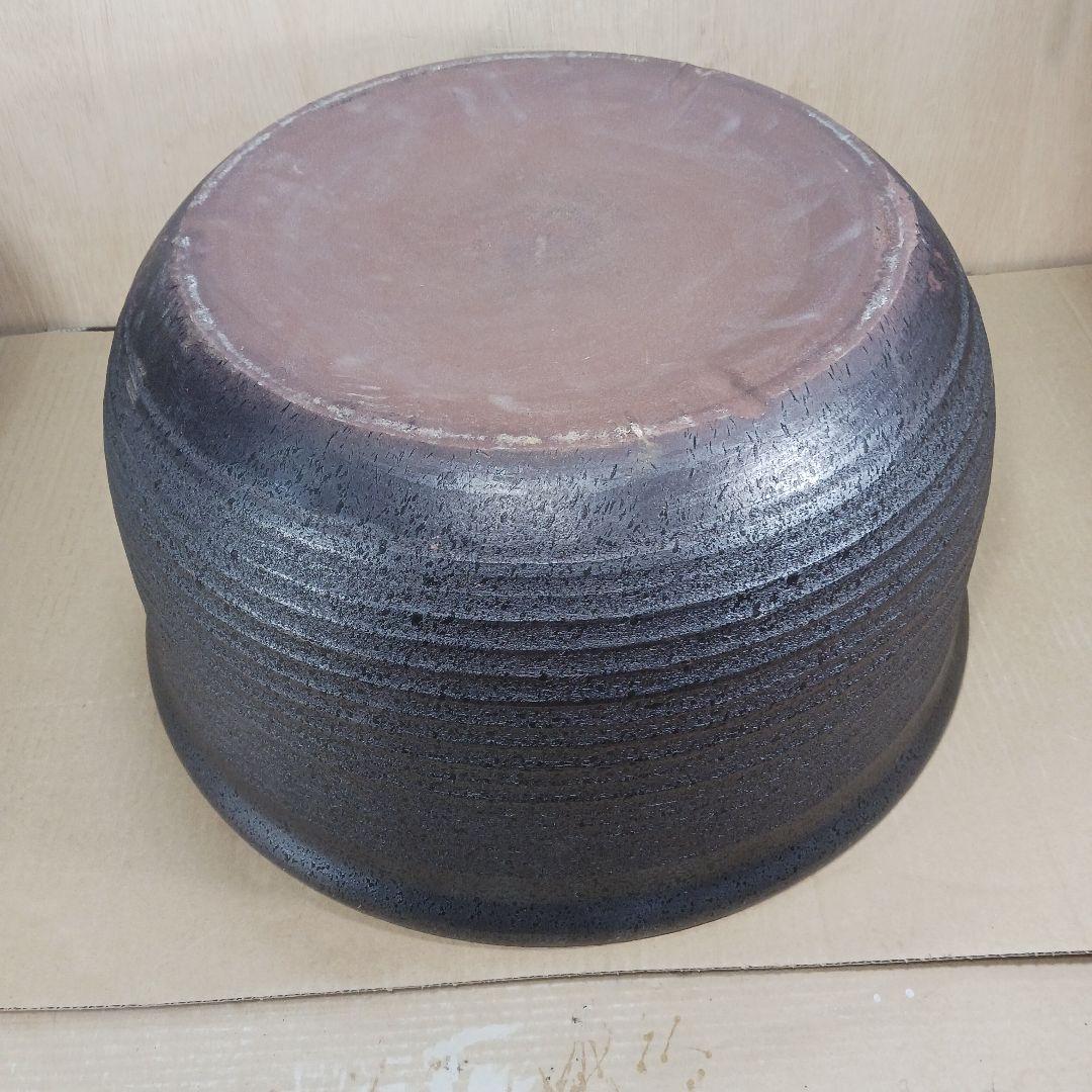 新品　∅50　陶器　睡蓮鉢　大型　メダカ鉢　難有　エメラルドグリーン　緑黒LBK