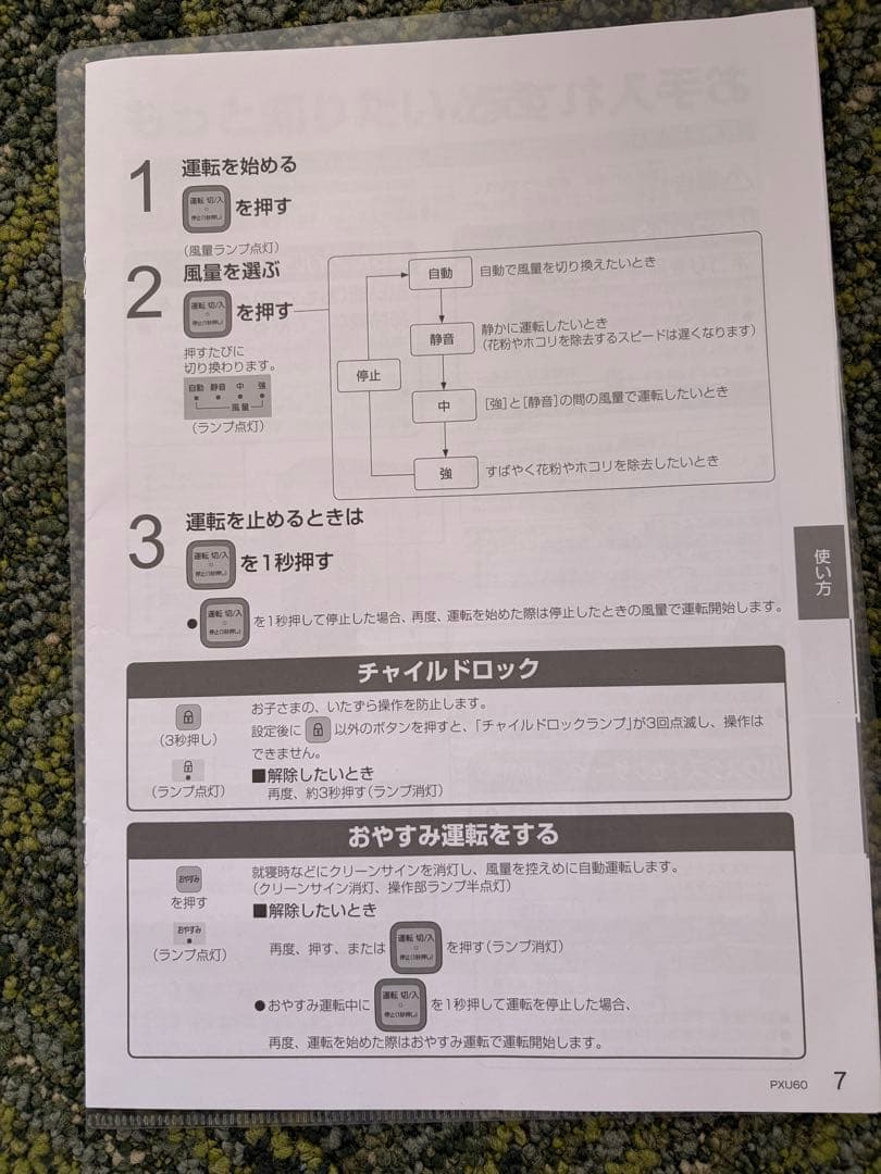 美品Panasonic 空気清浄機 F-PXU60