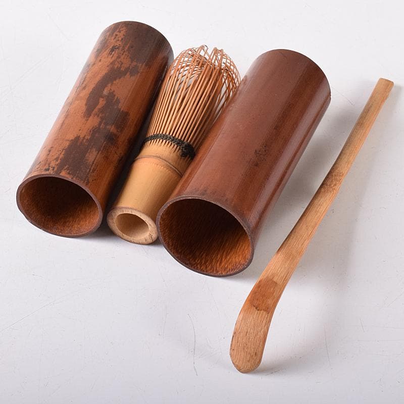 茶道具　中川竹仙作　竹根　持ち手付　抹茶器　茶碗など　六点一式　J　R8300B
